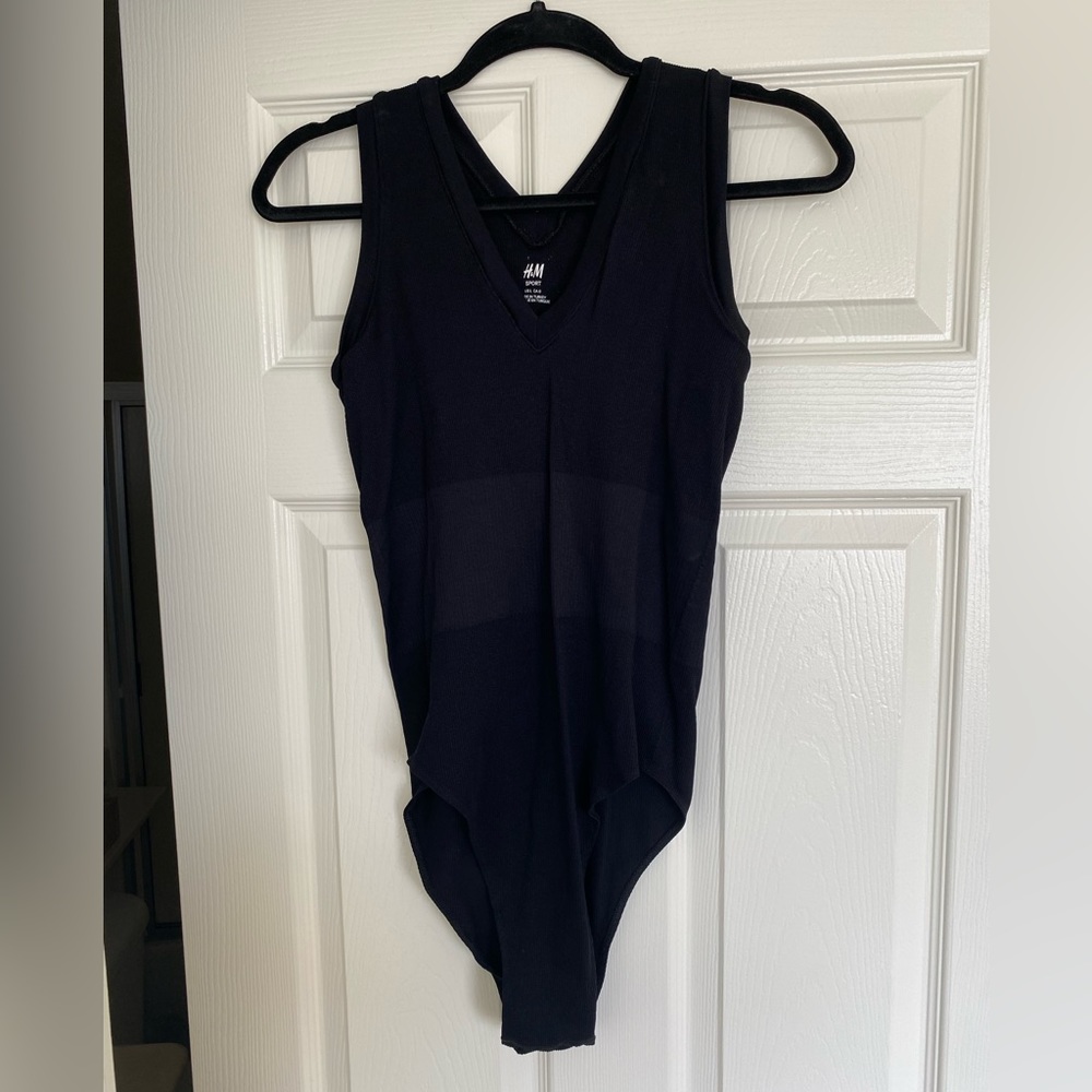 H&M sport Womens black tank bodysuit